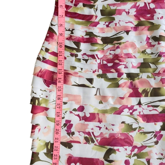 Size 16 Dressbarn Summer Floral Red Spaghetti Strap Multi Tiered Ruffled Dress - Picture 11 of 13